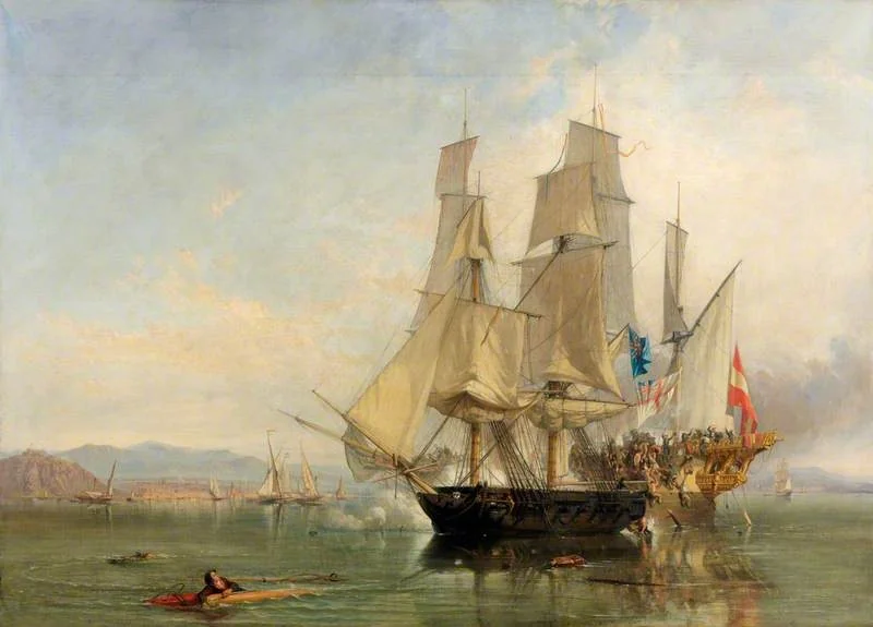 The Action and Capture of the Spanish Xebec Frigate 'El Gamo', detail