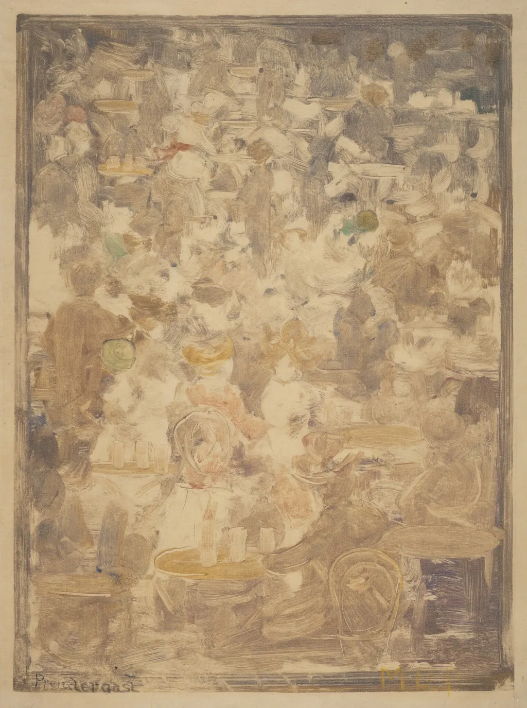 Outdoor Cafe Scene, by Maurice Prendergast, 1902