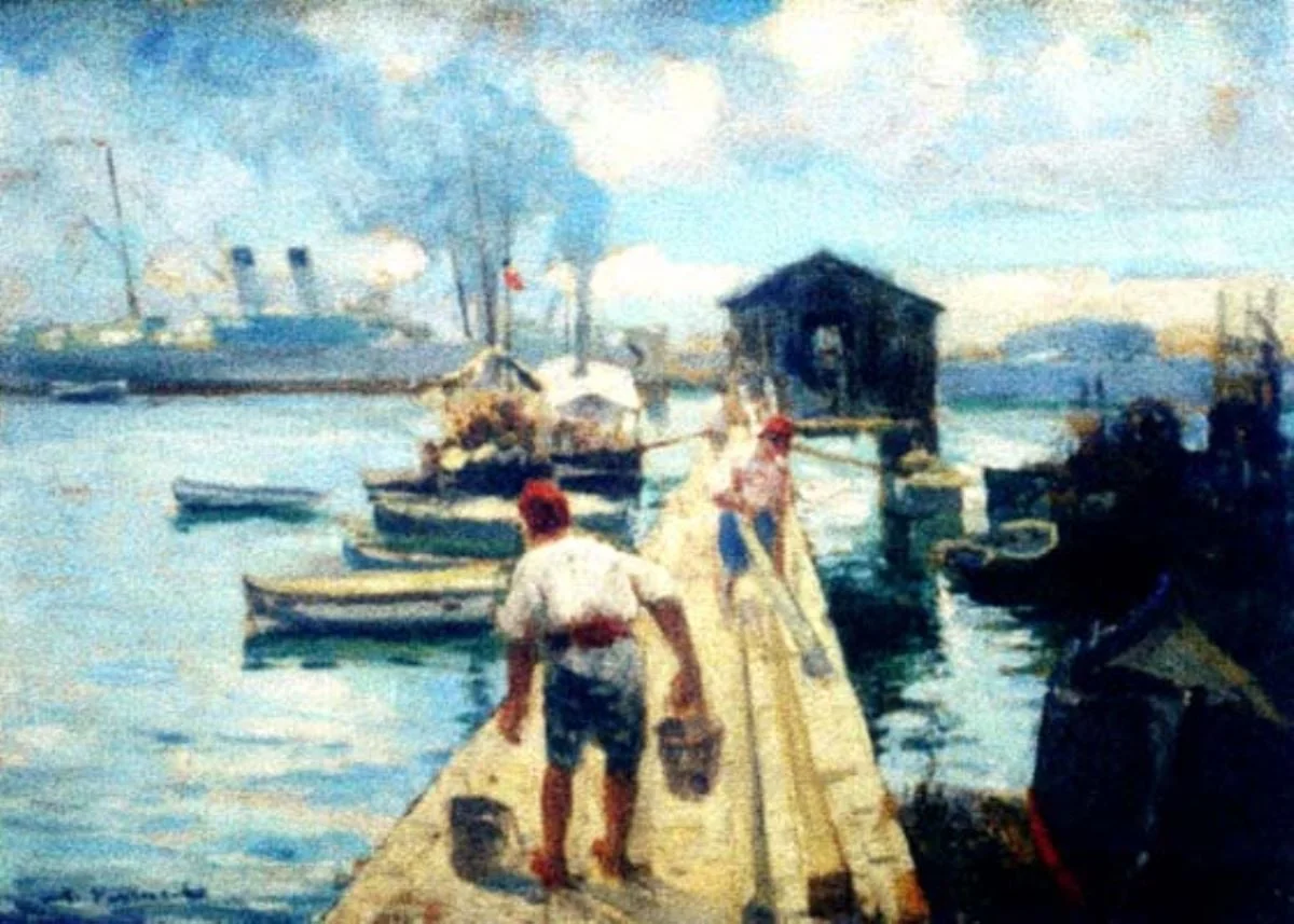 Peisaj marin cu Portul Constanța, detail