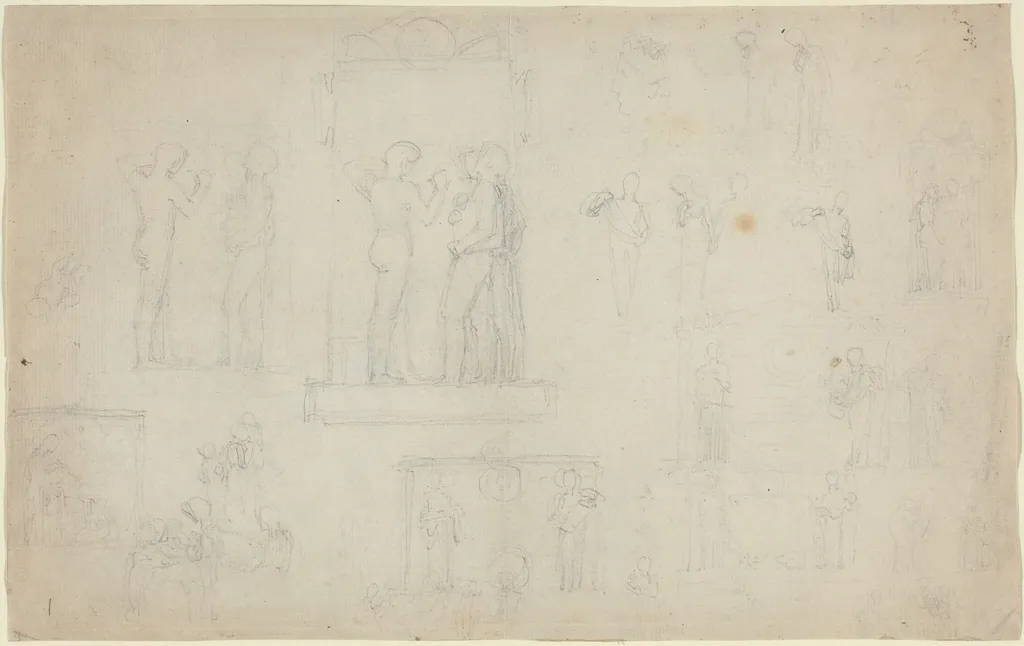 Sheet of Sketches [recto and verso], by John Flaxman, graphite, 1790