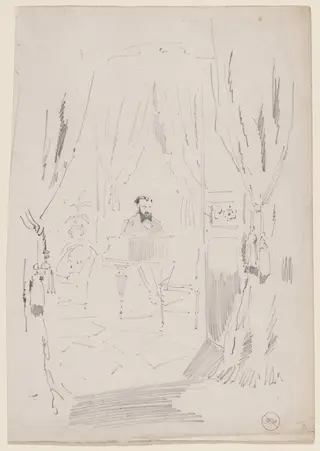 The Salon, by Félix-Hilaire Buhot, graphite, 1872