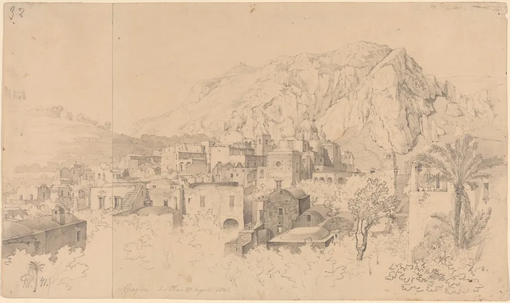 View of Capri, by Gustaf Wilhelm Palm, graphite, 1841