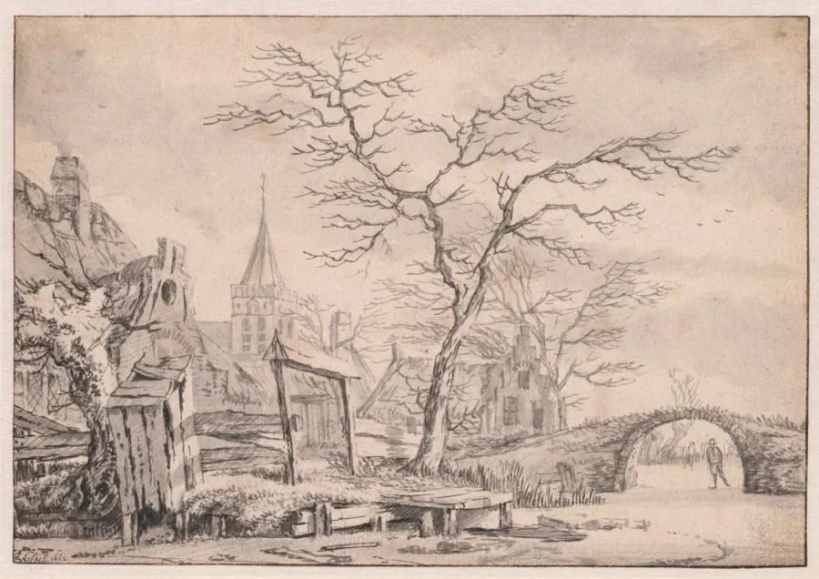 Winter Landscape with Skater, detail