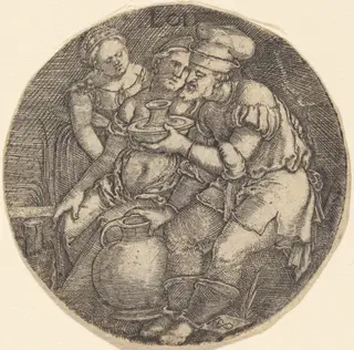 Lot and His Daughters, by Sebald Beham, ink, 1526