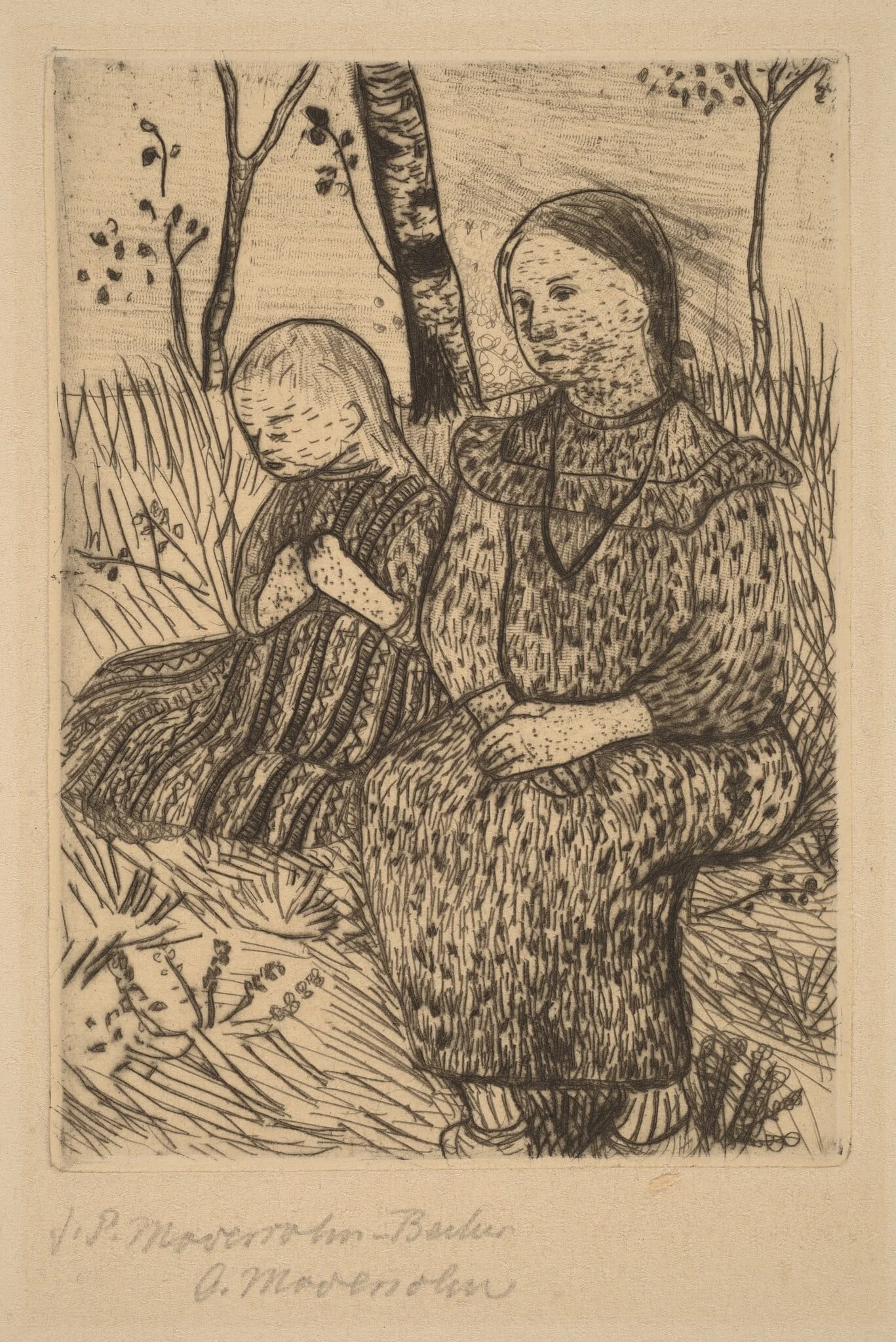 Two Peasant Girls, detail