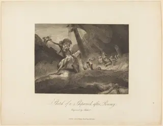 Sketch of a Shipwreck, by William Blake, ink, 1809