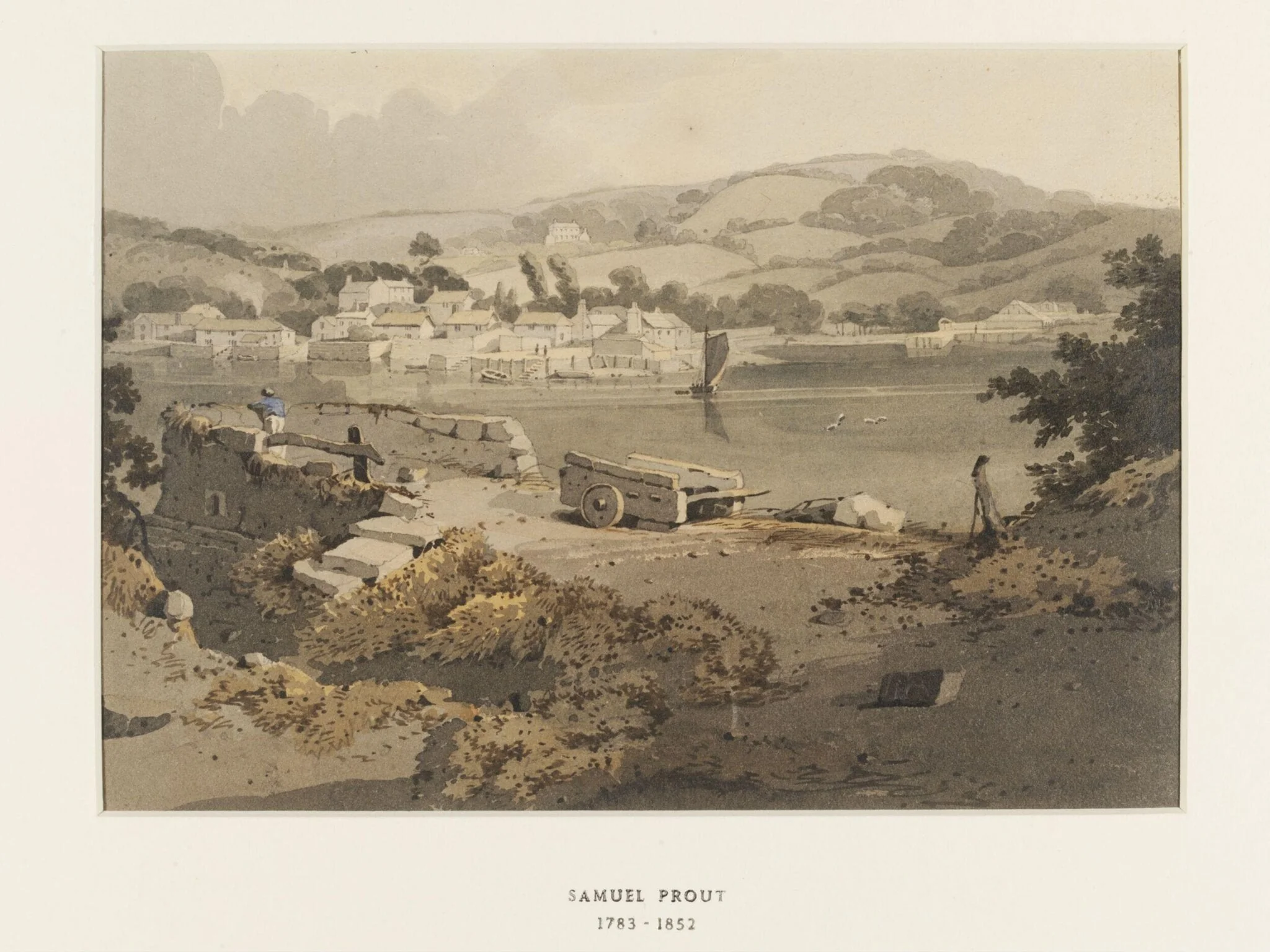 Landscape with river and village, detail