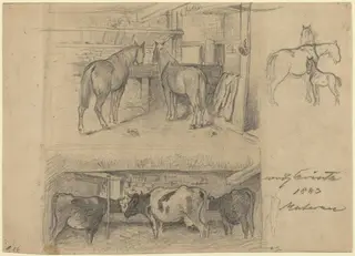 The Barn, by Lovis Corinth, graphite, 1883