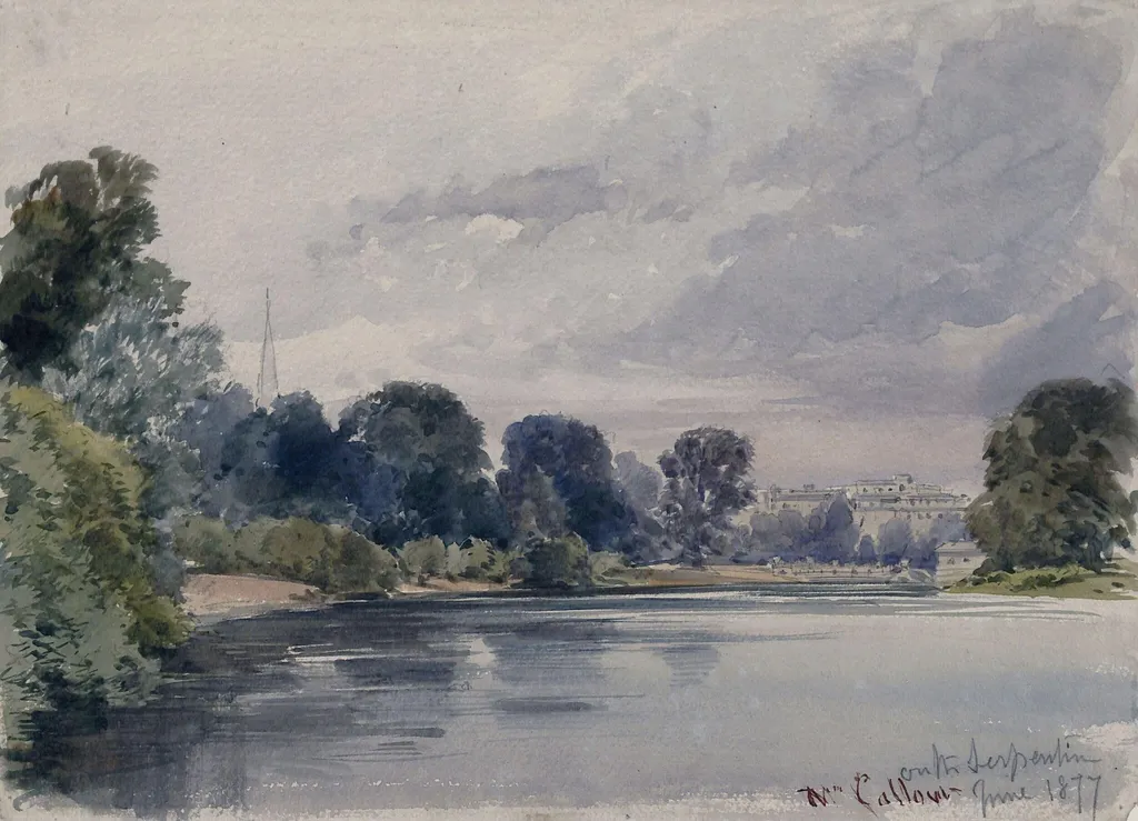 West end of the Serpentine in Kensington Gardens, by William Callow, watercolor, 1847
