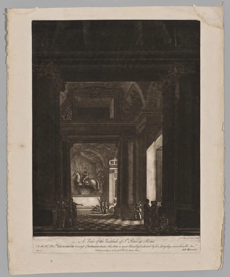 A View of the Vestibule of St. Peter at Rome, detail
