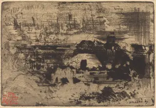 Chaumières anglaises (English Cottages), by Félix-Hilaire Buhot, ink, 1879