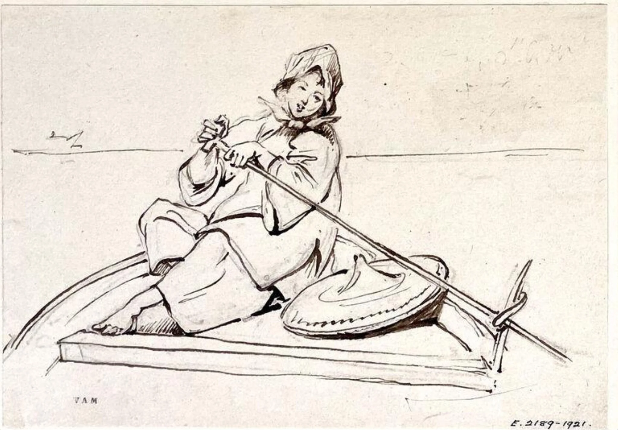 A boatwoman at her oar, detail