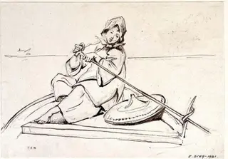 A boatwoman at her oar, by George Chinnery, 19