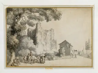 Boley Hill and Castle, Rochester, with the "Justice Tree", by Thomas Rowlandson, watercolor, 1780