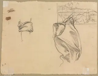 Studies of Drapery and Study of a Landscape (verso), by Pierre Puvis de Chavannes, 1804