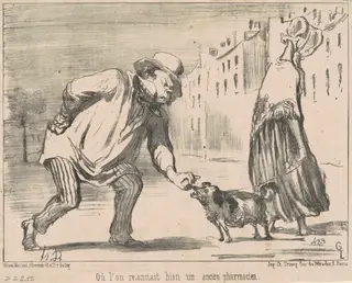 Ou l'on reconnait ... un ancien pharmacien, by Honoré Daumier, ink, 1852