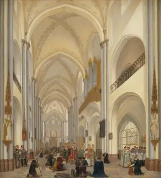 Det indre af Roskilde Domkirke, by Ditlev Martens, oil, 1824