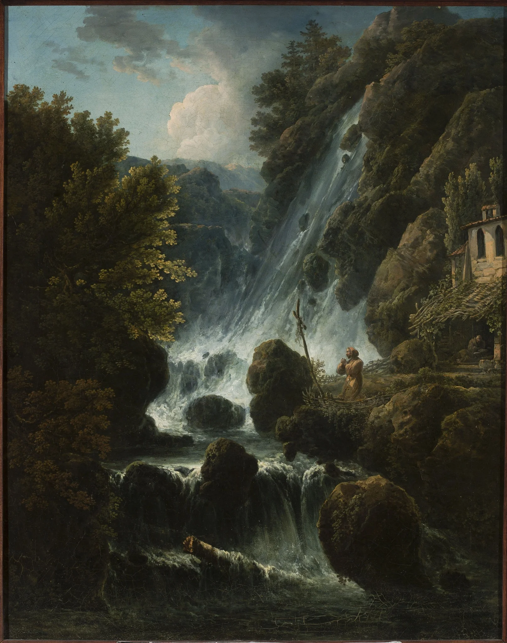 Hermit praying at the waterfall, detail