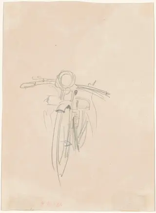 Motorcycle [verso], by John Singer Sargent, graphite, 1918