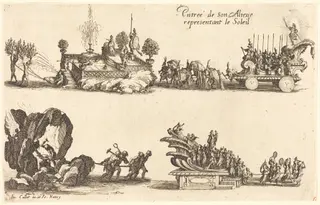 Entry of His Highness, Representing the Sun, by Jacques Callot, ink, 1627