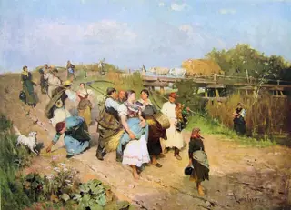 Harvesters Returning Home, by Lajos Deák Ébner, oil, 1891