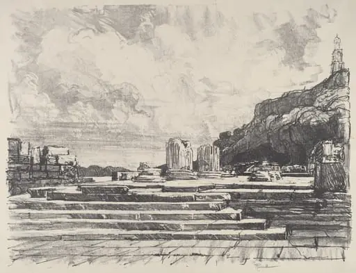 Eleusis, the Pavement of the Temple, by Joseph Pennell, ink, 1913