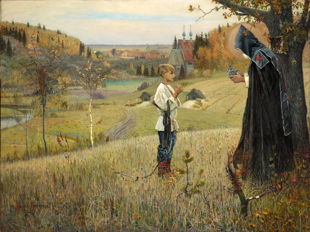 The Vision to the Youth Bartholomew, by Mikhail Nesterov, oil, 1895