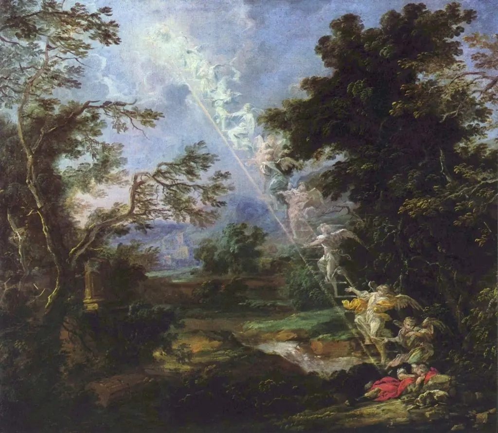 Jacob's Dream Landscape, by Michael Willmann, oil, 1696