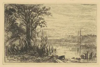 The Pond at Cernay-la-Ville, by Eliza Pratt Greatorex, ink, 1880