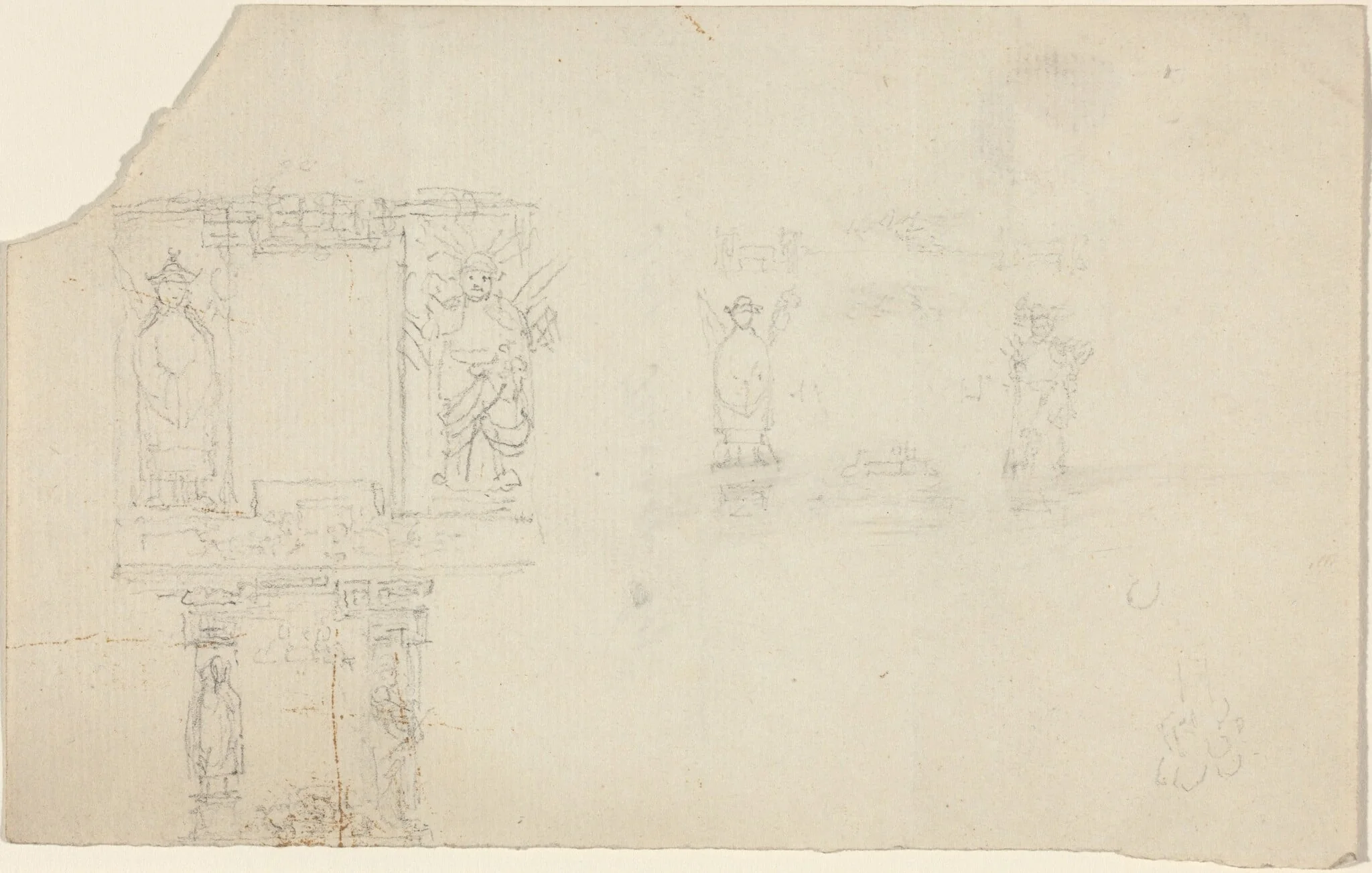 Structure with Figures in Asian Dress (Illustration for “The Casket”?), detail