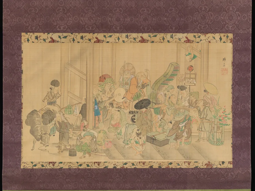 Taking Shelter from the Rain, by Teisai Hokuba, unspecified, 1822