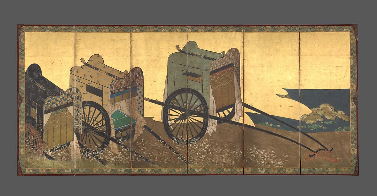 御所車図|Imperial Carts (Gosho guruma), detail