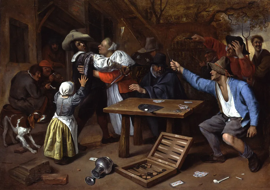 Streit beim Kartenspiel, by Jan Steen, paint, 1664