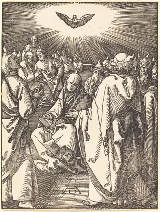 Pentecost, by Albrecht Dürer, ink, 1510
