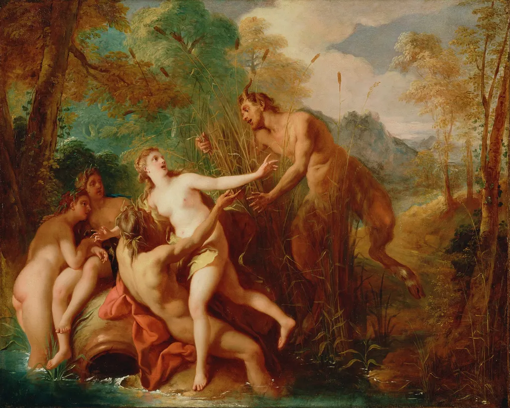 Pan and Syrinx, by Jean-François de Troy, oil, 1722