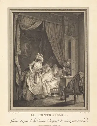 Le contretemps, by Francois-Nicolas-Barthelemy Dequevauviller, ink, 1786