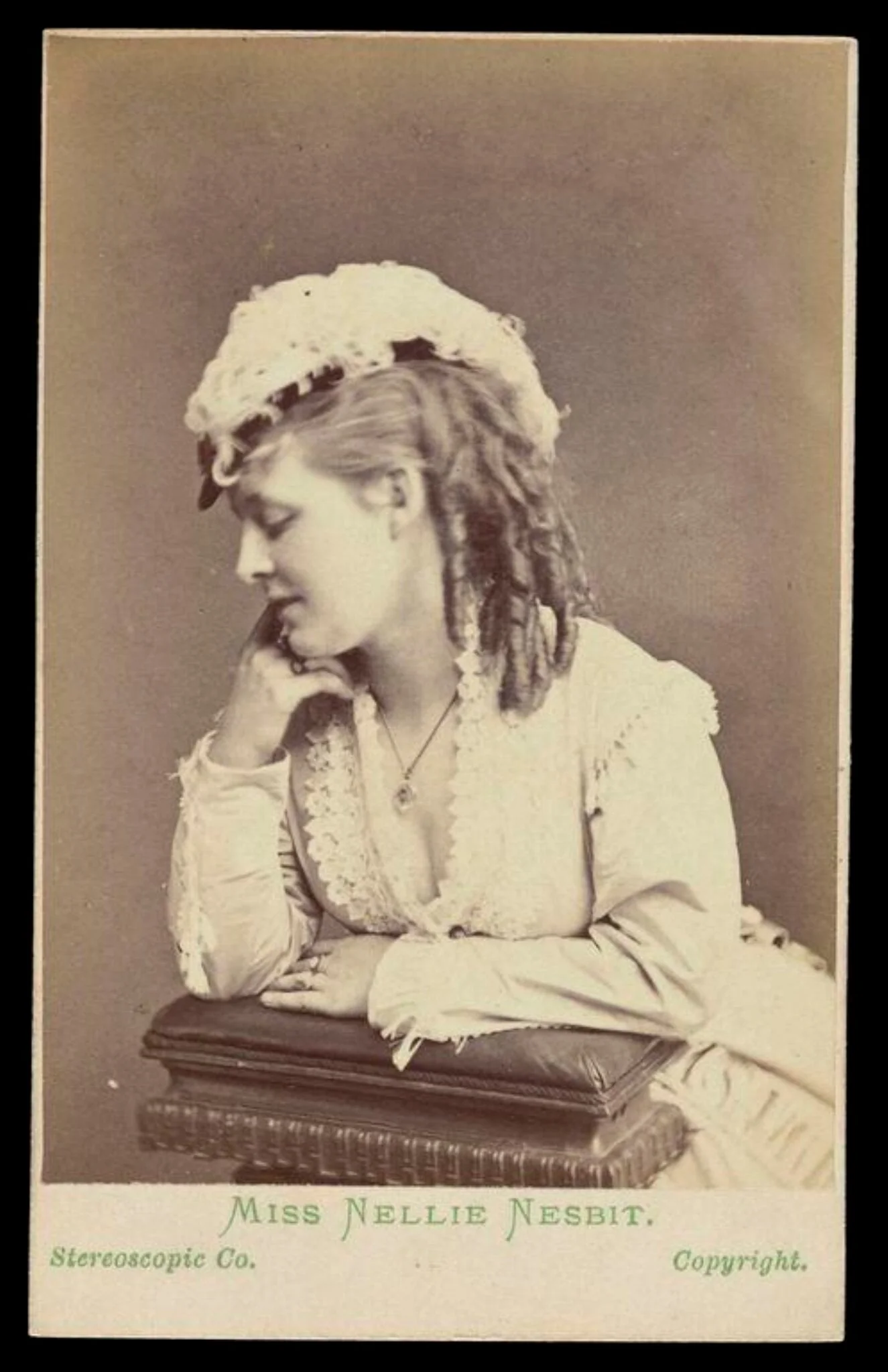 A portrait of 'Miss Nellie Nesbit', detail