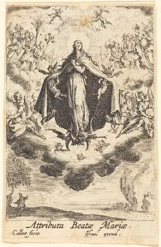 Attributes of the Virgin, by Jacques Callot, ink, 1634