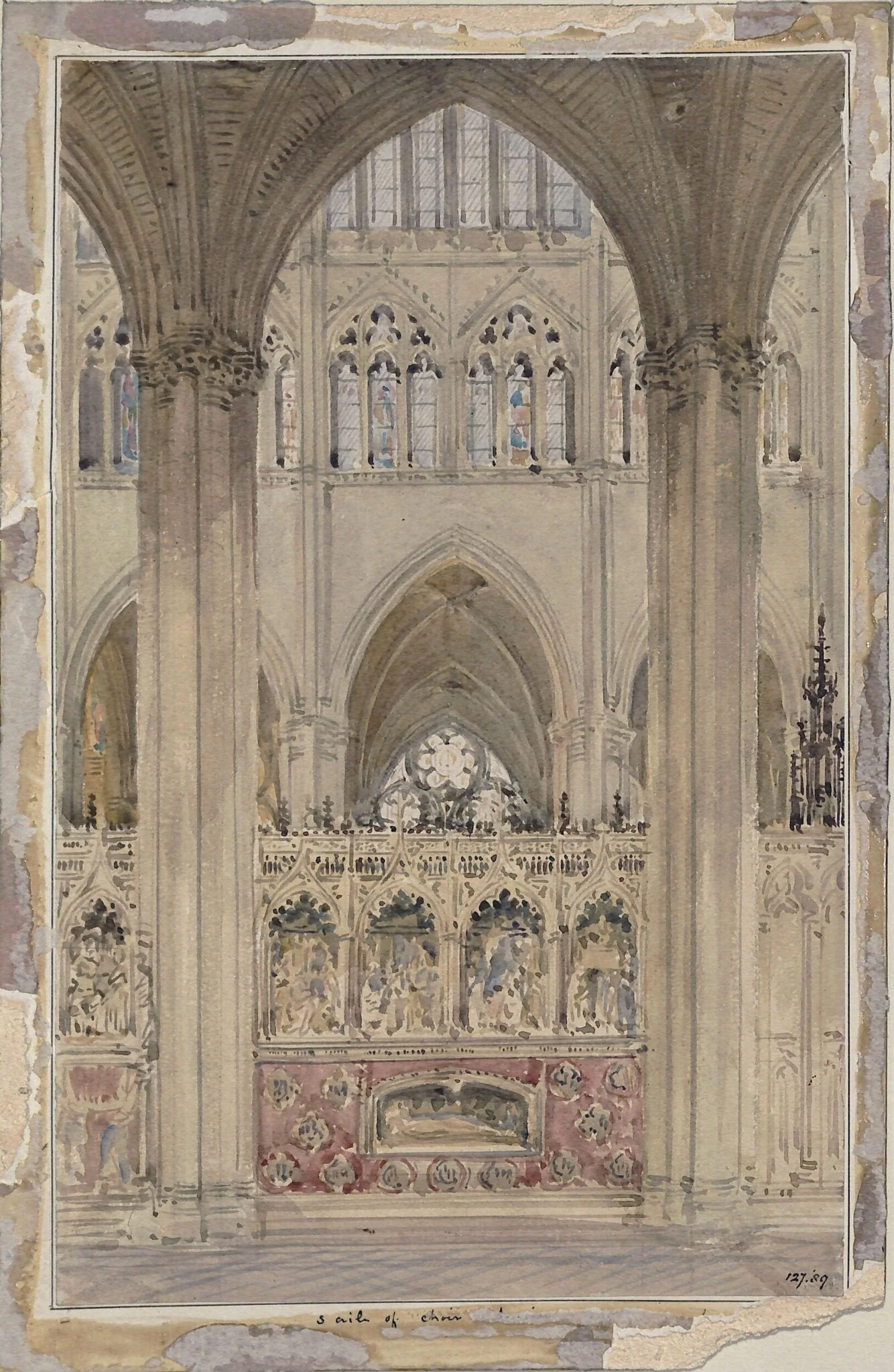 Choir aisle in Amiens Cathedral, detail