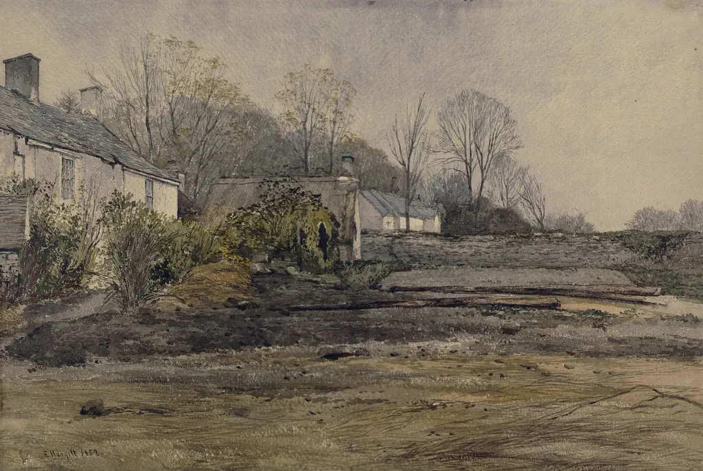Cottages in Ireland, by Edward Hargitt, watercolor, 1852