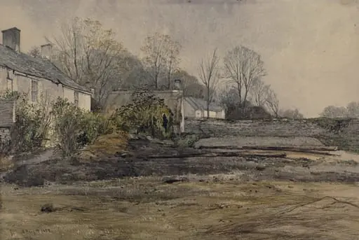 Cottages in Ireland, by Edward Hargitt, watercolor, 1852