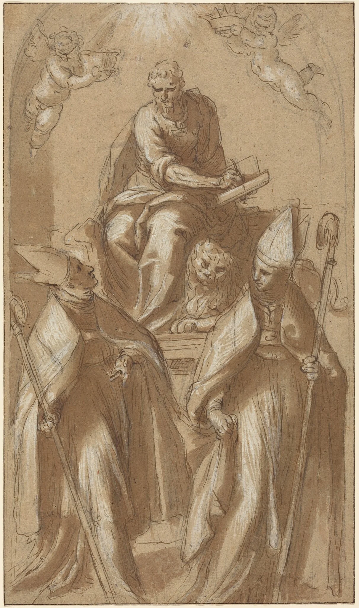 Saint Mark with Two Bishops and Putti, detail