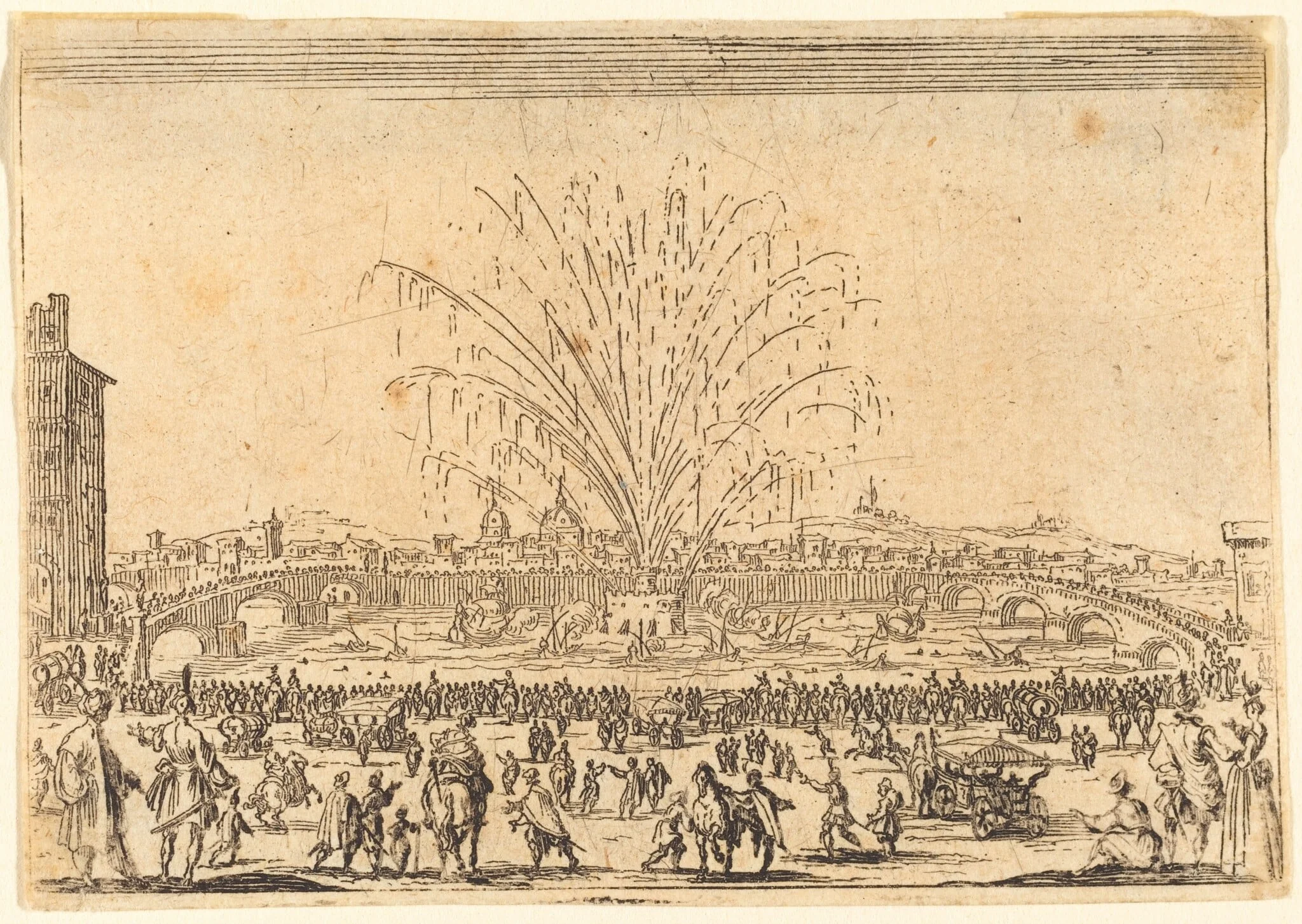 Fireworks on the Arno, Florence, detail