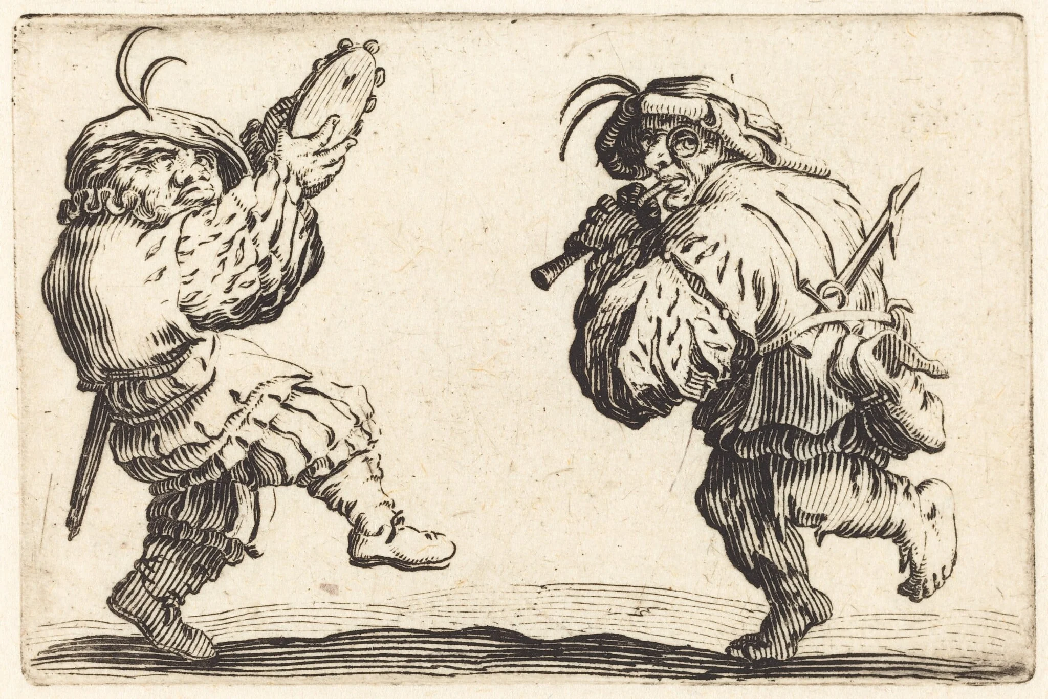 Dancers with Flute and Tambourine, detail