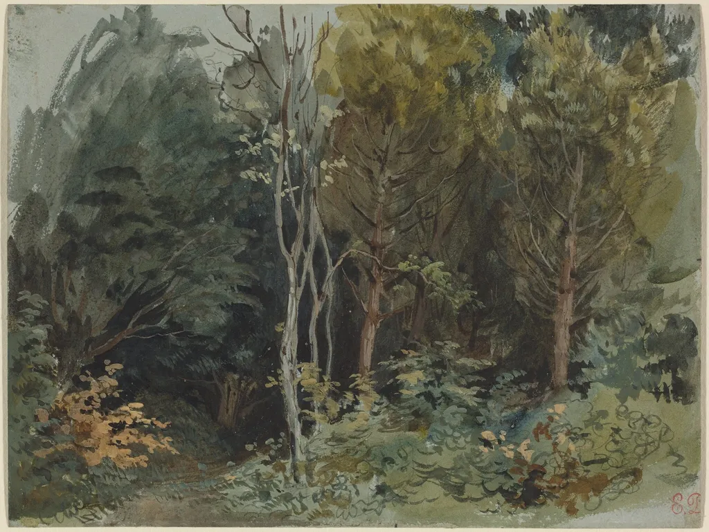 The Edge of a Wood at Nohant, by Eugène Delacroix, watercolor, 1842