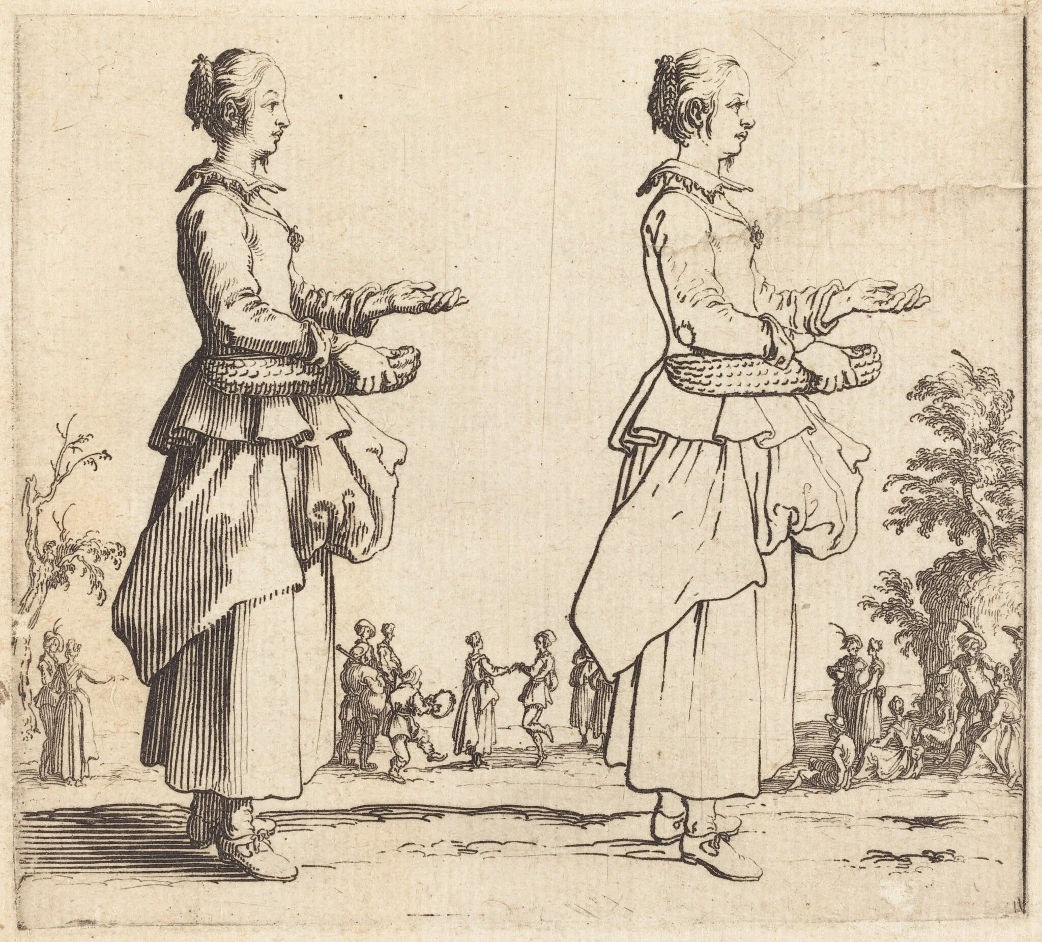 Peasant Woman with Basket, in Profile, Facing Right, detail