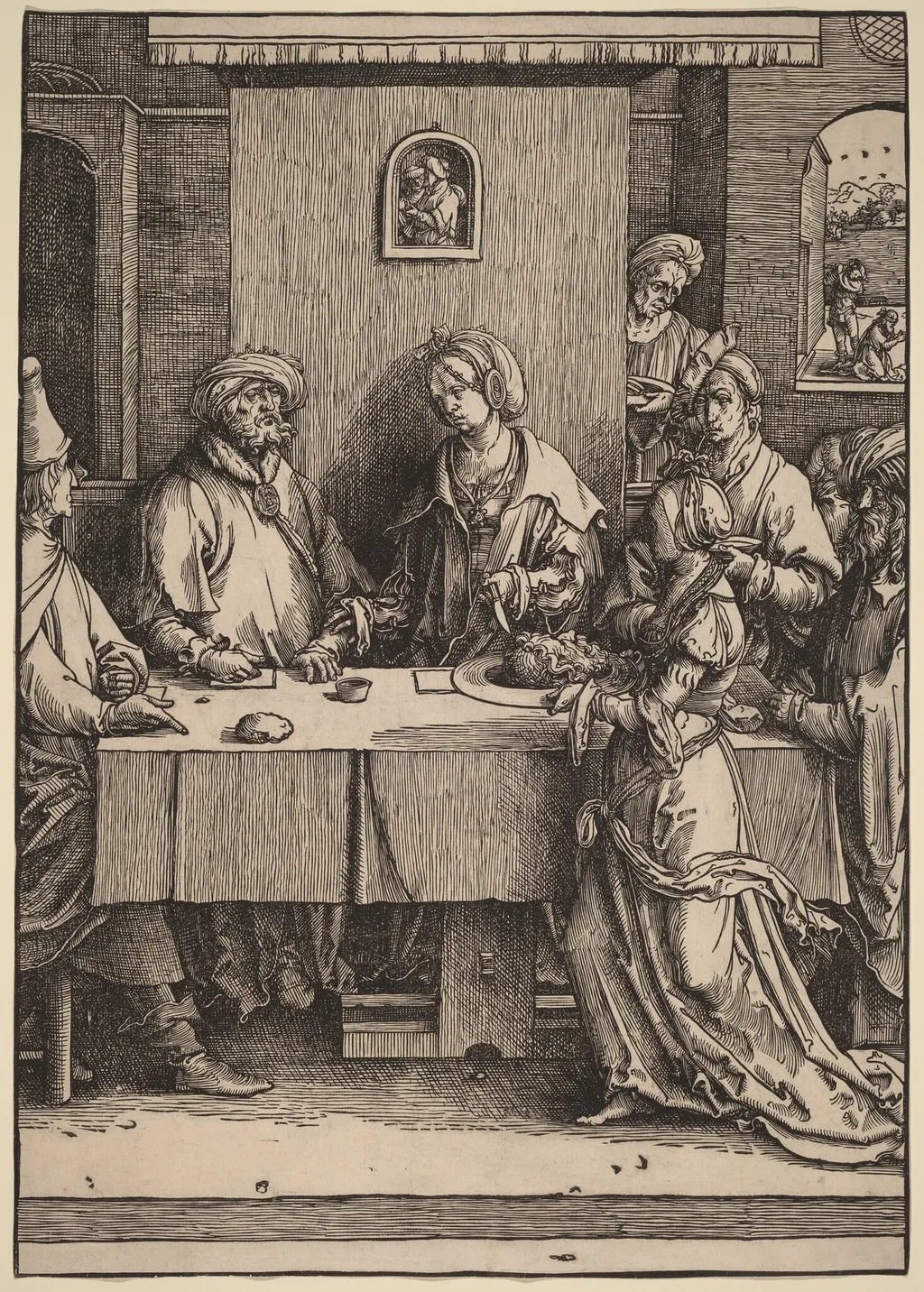 Herod and Herodias, by Lucas van Leyden, ink, 1512