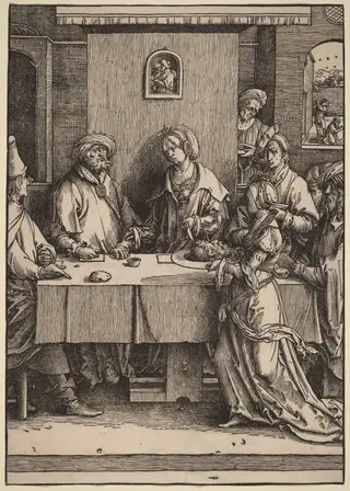 Herod and Herodias, by Lucas van Leyden, ink, 1512