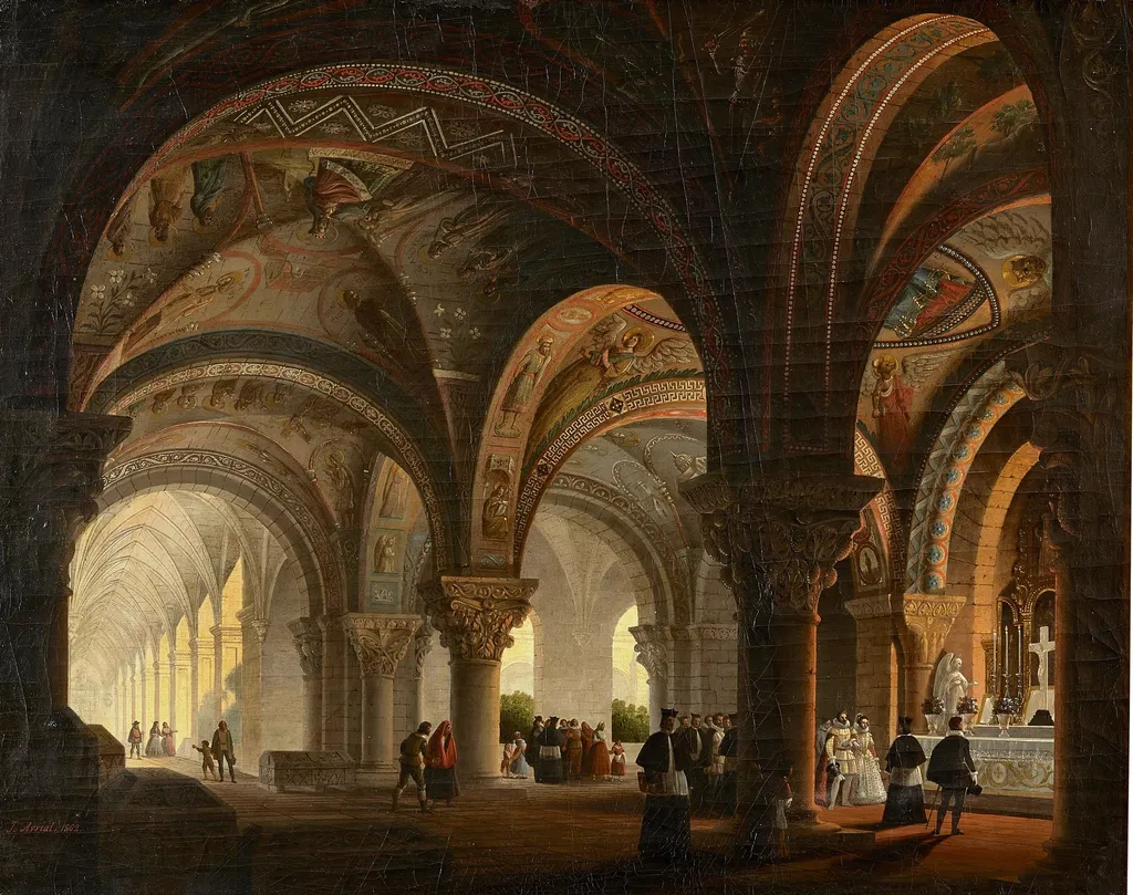 Panteón de los reyes de León, by José María Avrial y Flores, oil, 1862