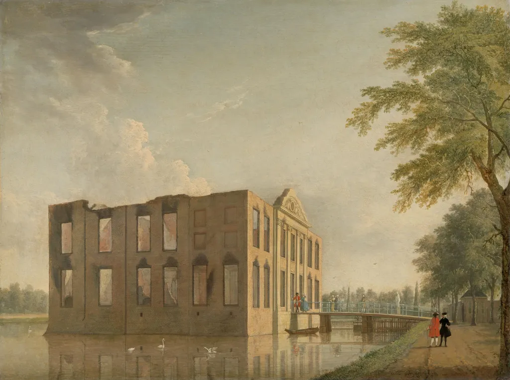 Berckenrode Castle in Heemstede after the Fire, by Jan ten Compe, unspecified, 1747